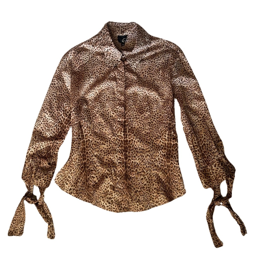 just cavalli leopard print button up blouse